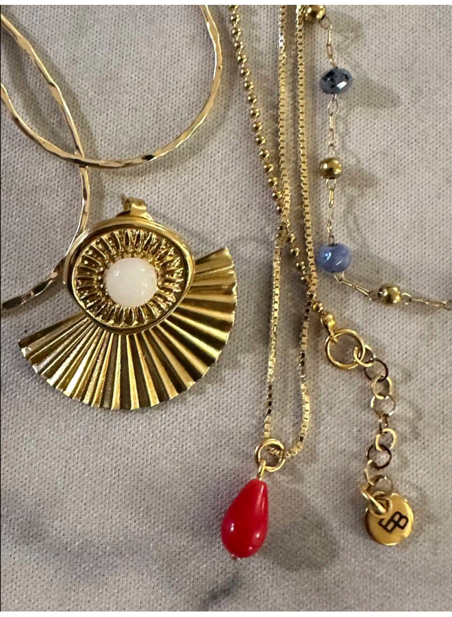 Fijne ketting met pegel van koraal - 18 inch Ellen Beekmans