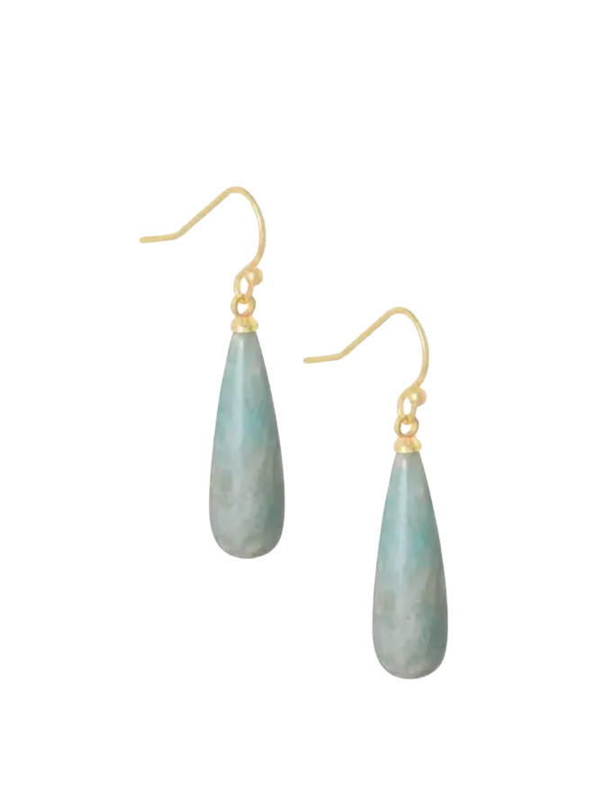 Ellen Beekmans Oorbellen met gemstone pegel / zeegroen-mêlée (3.6cm