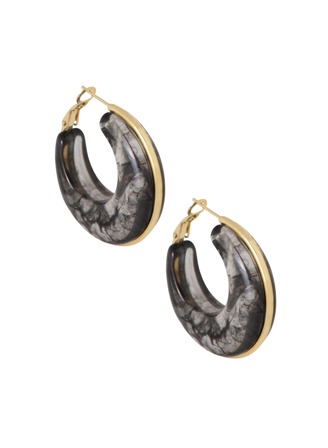 Ellen Beekmans Oorringen smokey black / goud (3.5cm)