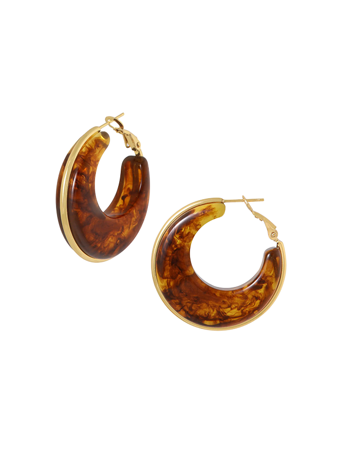 Ellen Beekmans Oorringen cognac / goud (3.5cm)