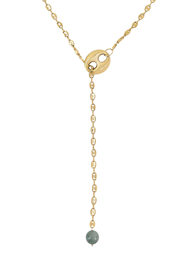 Ellen Beekmans Doorhaalketting met ovale opengewerkte schakels en gemstone