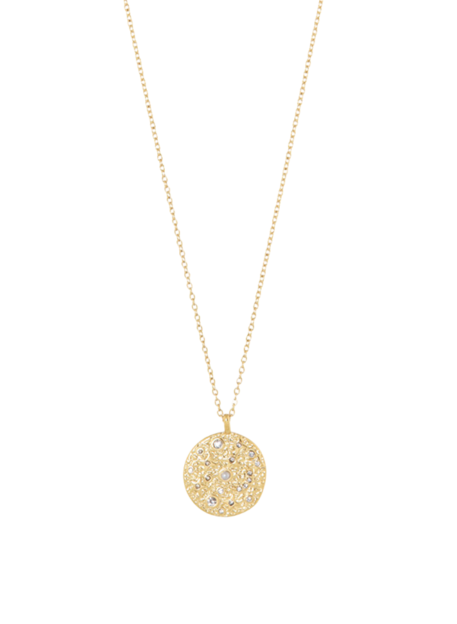 Ellen Beekmans Ketting met gouden munt met steentjes