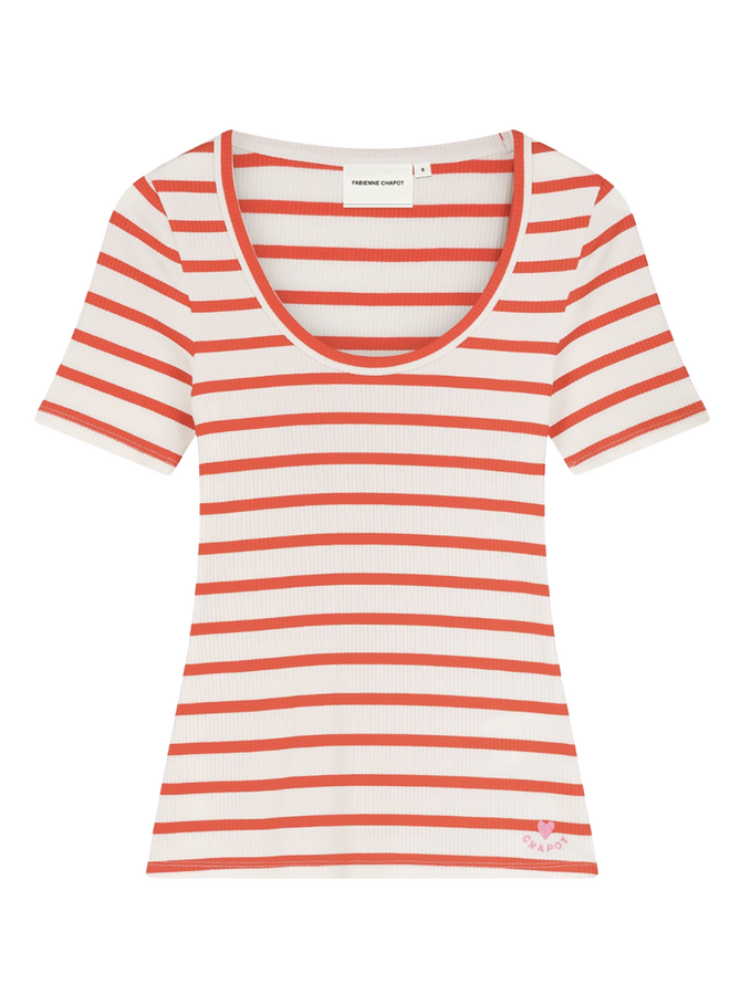 Lena Shortsleeve T- Shirt White/ Tangerine Tango Fabienne Chapot