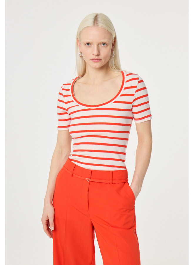 Lena Shortsleeve T- Shirt White/ Tangerine Tango Fabienne Chapot