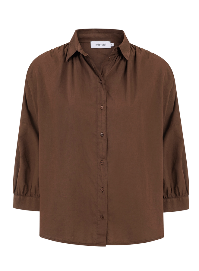 Mook Blouse Mid Brown Knit-Ted