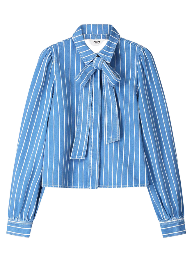 Pom Amsterdam BLOUSE Denim Stripes Blue