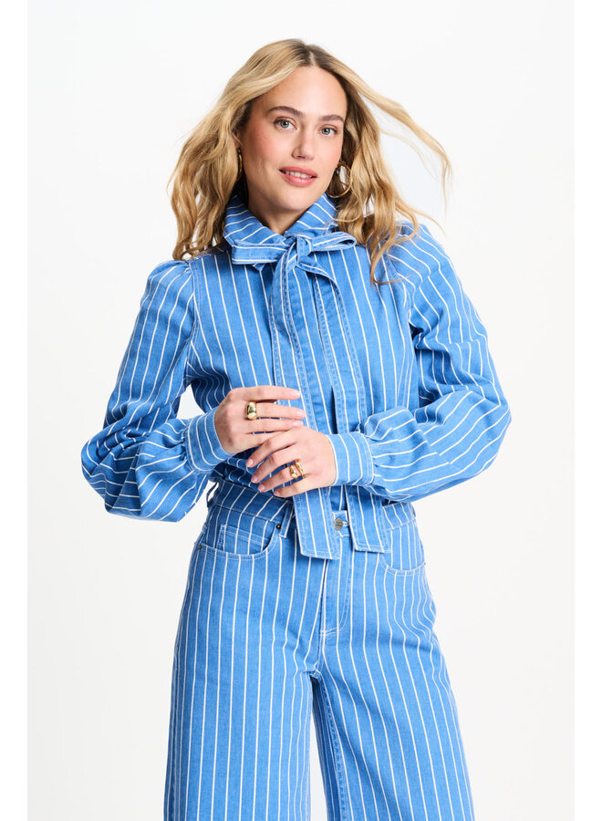 Pom Amsterdam BLOUSE Denim Stripes Blue