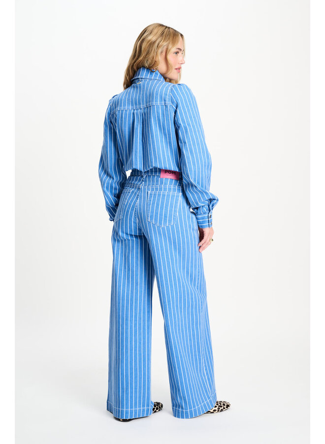 Pom Amsterdam BLOUSE Denim Stripes Blue