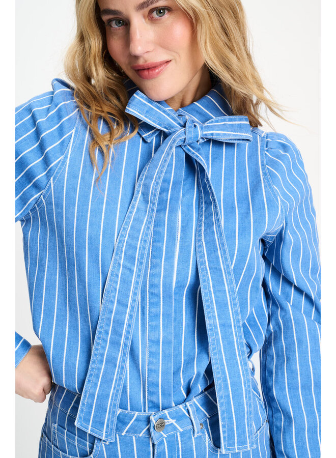 Pom Amsterdam BLOUSE Denim Stripes Blue