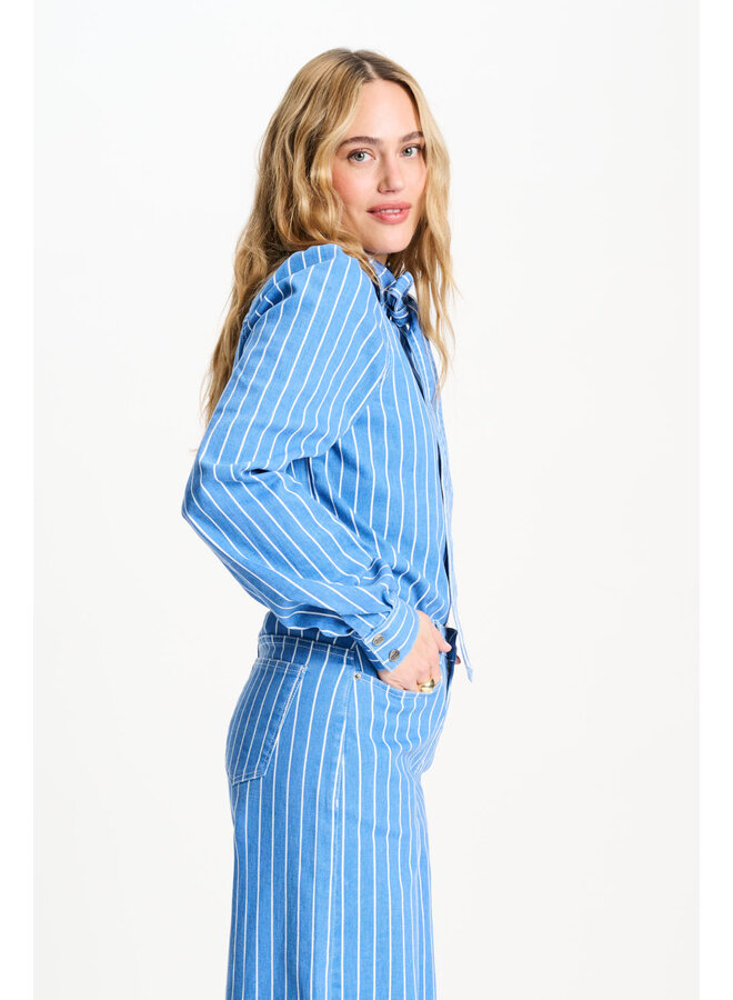Pom Amsterdam BLOUSE Denim Stripes Blue