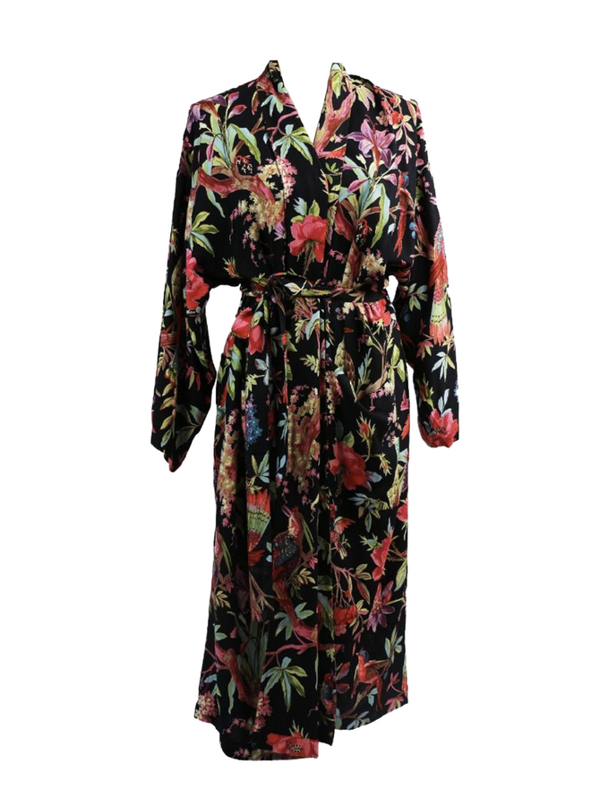 Kimono Royal Paradise Black Cotton Imbarro