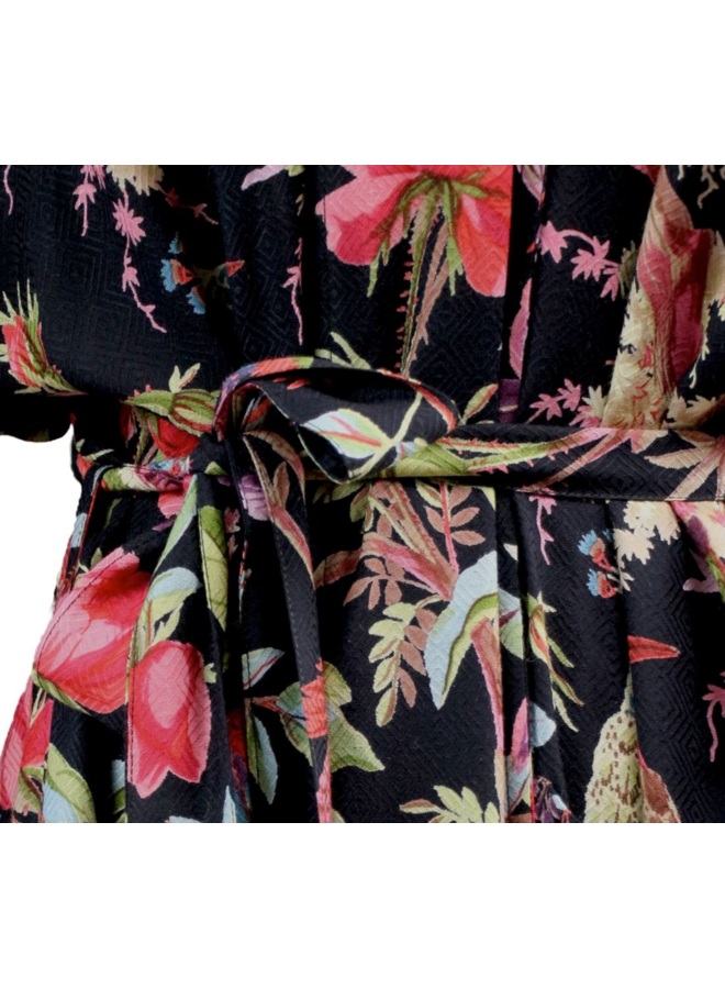 Kimono Royal Paradise Black Cotton Imbarro