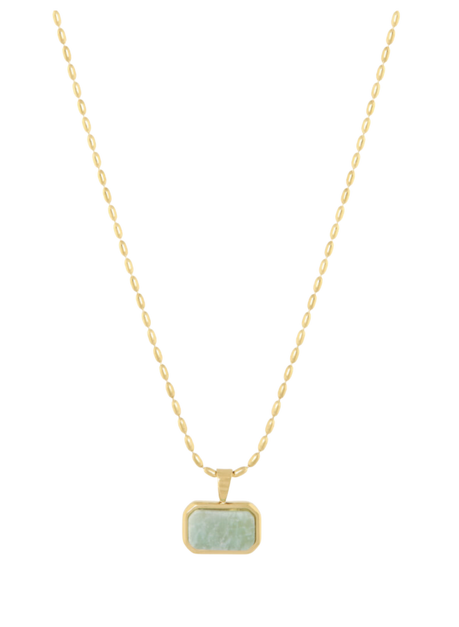Ellen Beekmans Korte ketting met rechthoek hanger met gemstone