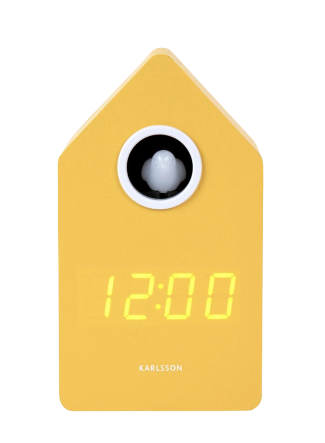 A Clock Cuckoo LED Present Time mango yellow