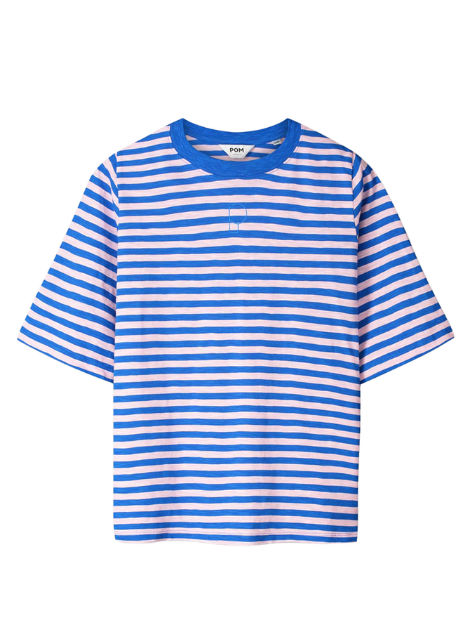 TSHIRT  Stripe Blue Pink Pom Amsterdam