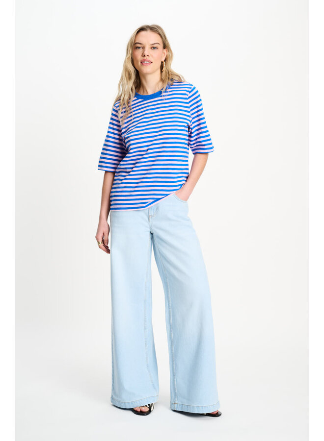 TSHIRT  Stripe Blue Pink Pom Amsterdam