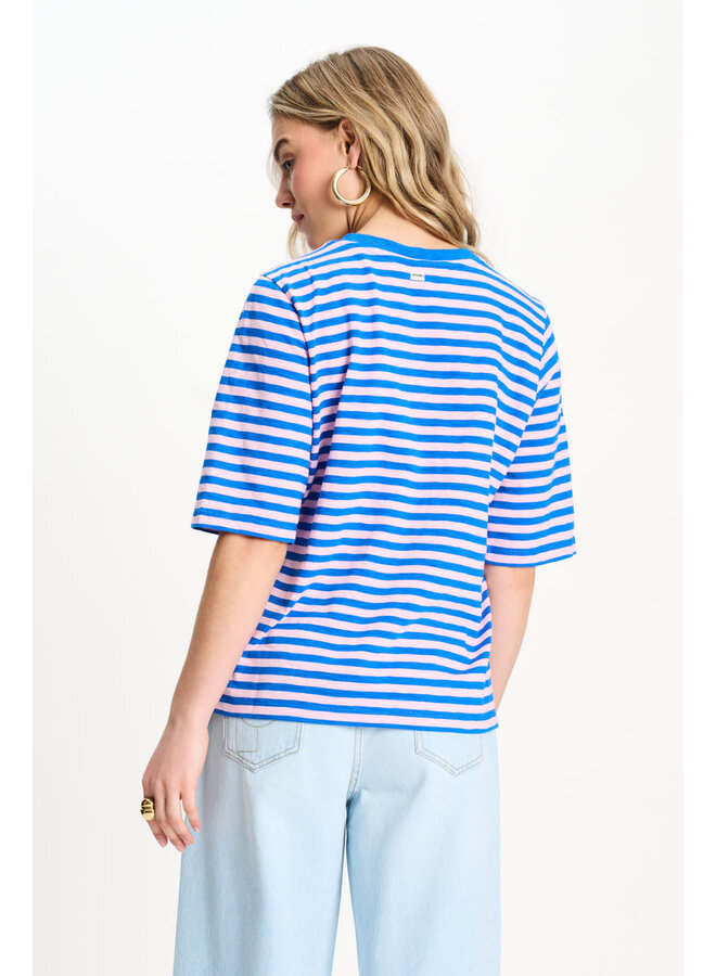 TSHIRT  Stripe Blue Pink Pom Amsterdam