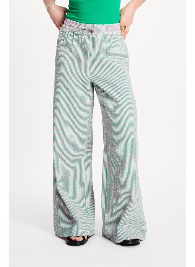 PANTS  Seersucker Green Pink Pom Amsterdam