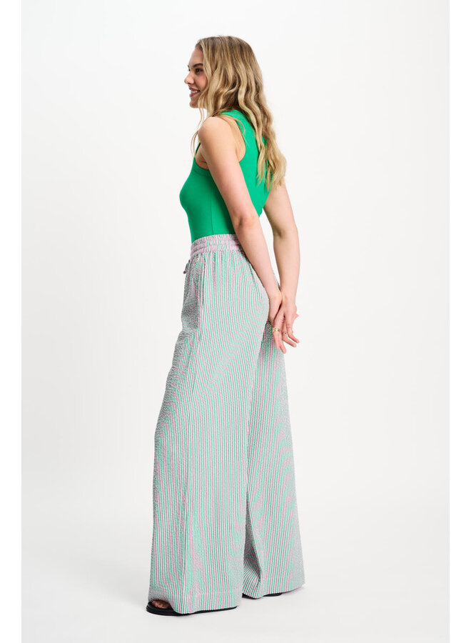 PANTS  Seersucker Green Pink Pom Amsterdam