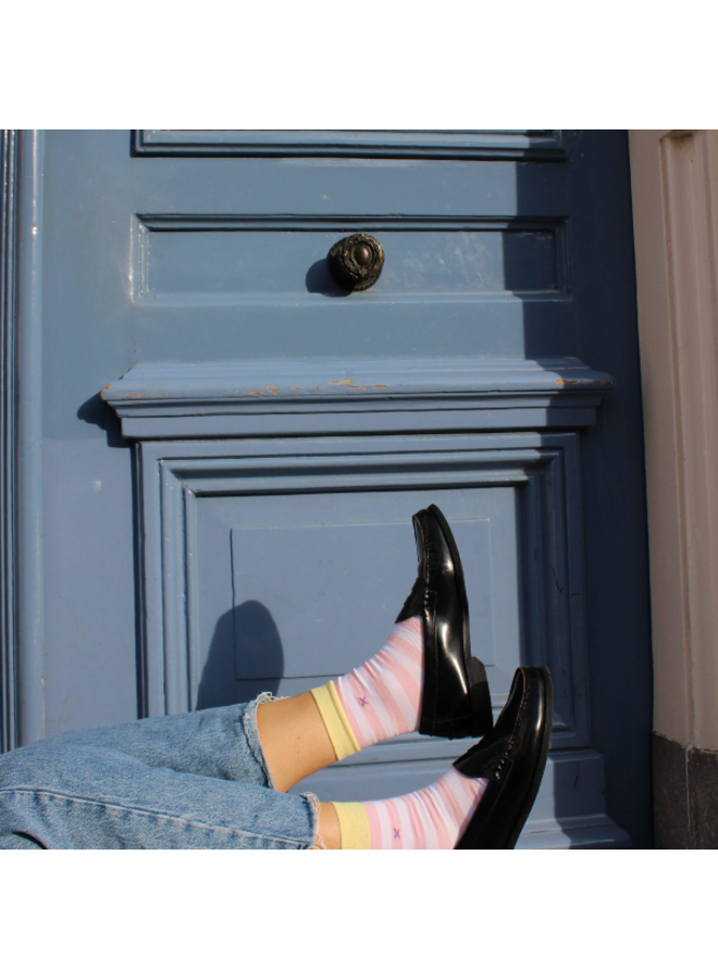 SOX4079 Trend sokken - stripes - medium - katoen - quartz pink