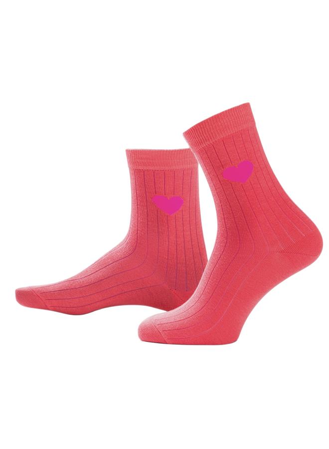 SOX4064 Trend sokken - love - katoen - coral - neon pink