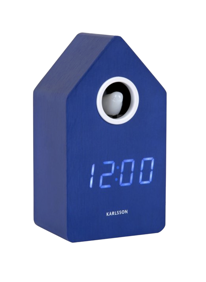 A Clock Cuckoo LED Present Time cobalt blue