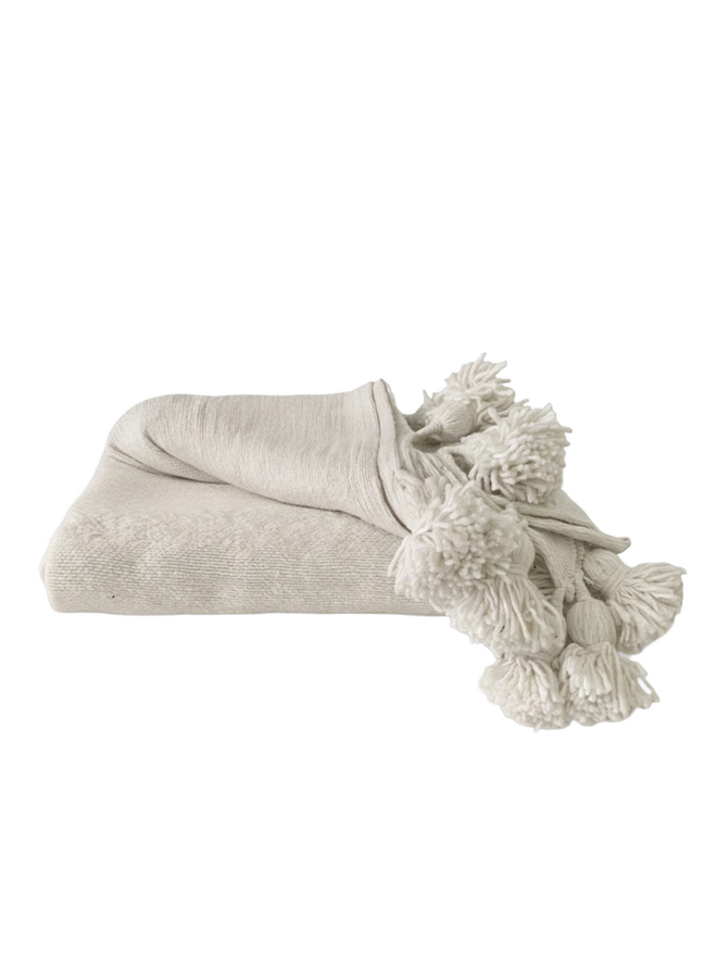 Pompomblanket Ecru 100 cm x 170 cm