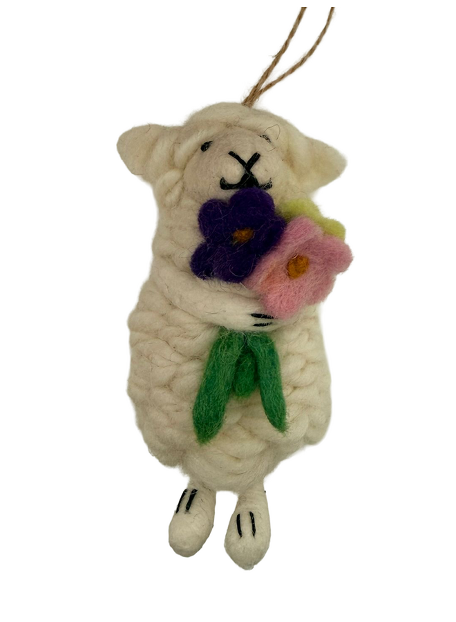 Schaapje vilt met bloemen