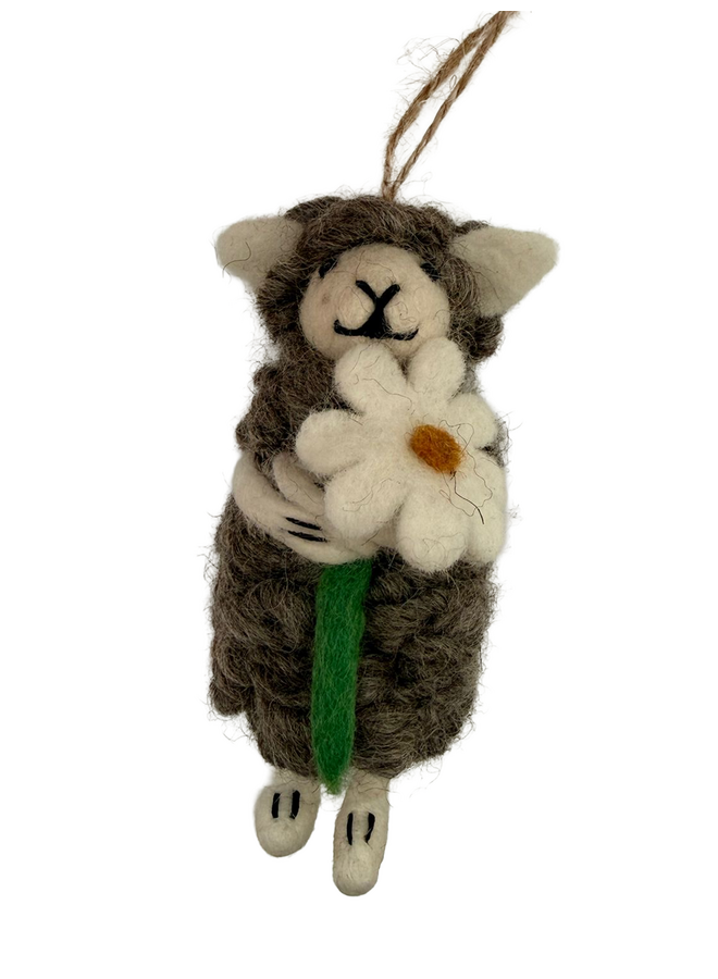 Schaapje vilt met bloemen