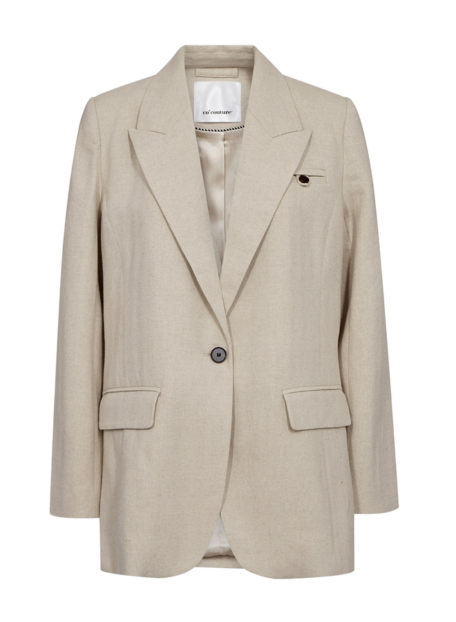 LeenaCC Linen Fitted Blazer Bone Co'Couture