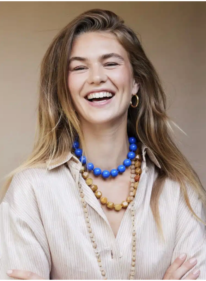 Ellen Beekmans Lange gemstone ketting / warm geel