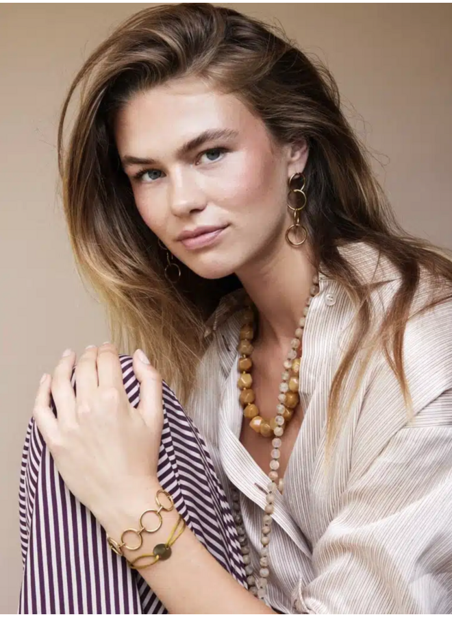 Ellen Beekmans Lange gemstone ketting / warm geel