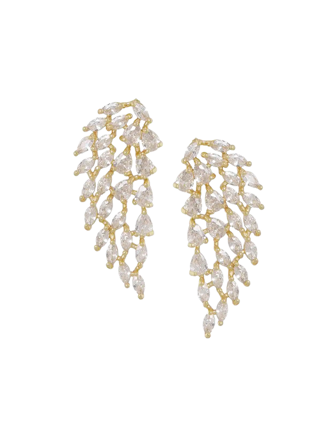 Ellen Beekmans Oorstekers blad met strass (3.3cm)