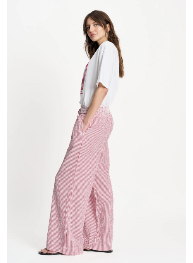 PANTS  Seersucker Red White Pom Amsterdam
