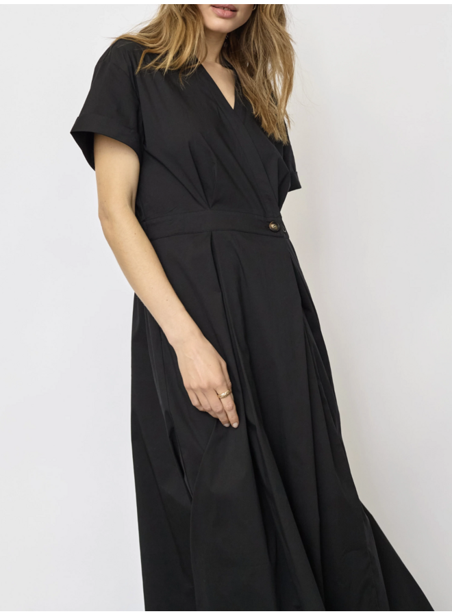 ElaraCC Wrap SS Dress Black Co'Couture
