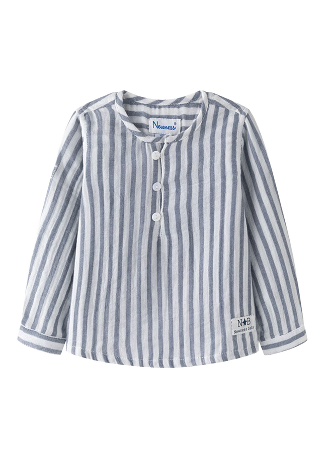 Babyshirt gestreept blauw/ wit Bambula