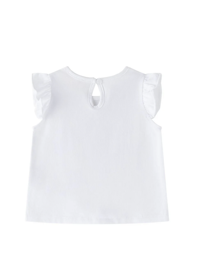 Baby t-shirt wit met ruffle