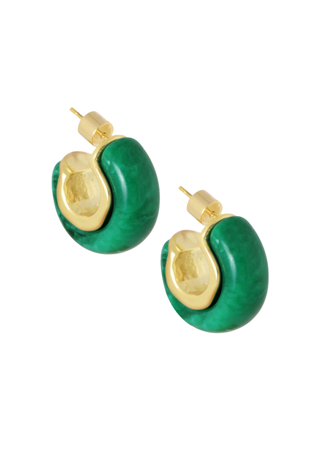 Ellen Beekmans Oorstekers met groene emaille (2.1cm)