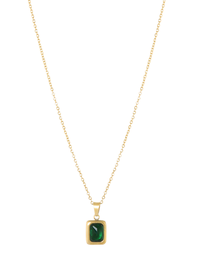 Ellen Beekmans Korte ketting met groene hanger