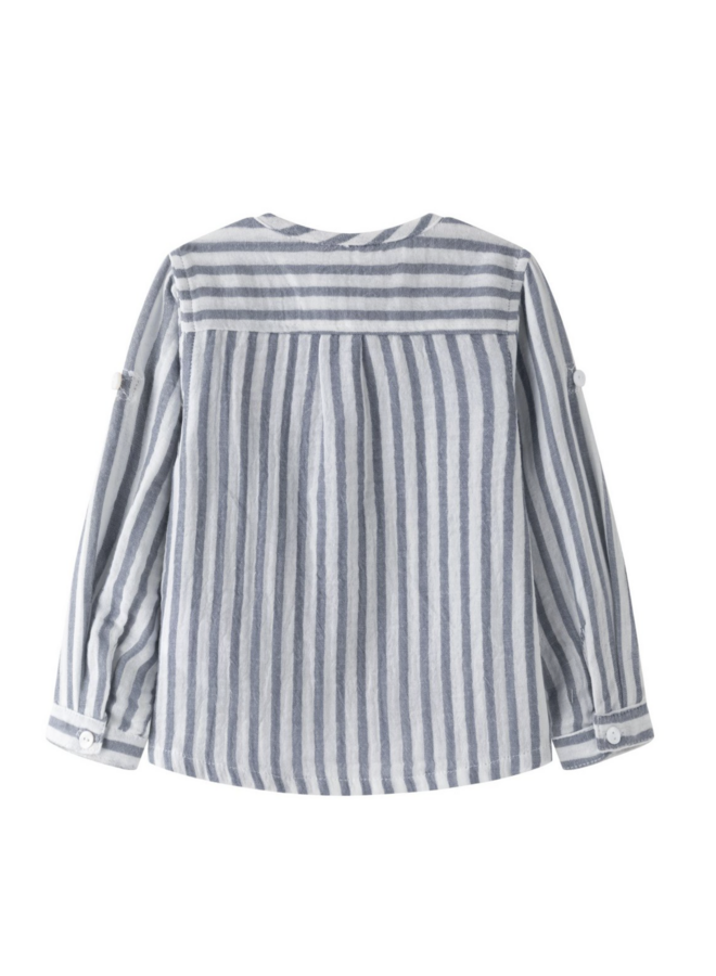 Babyshirt gestreept blauw/ wit Bambula