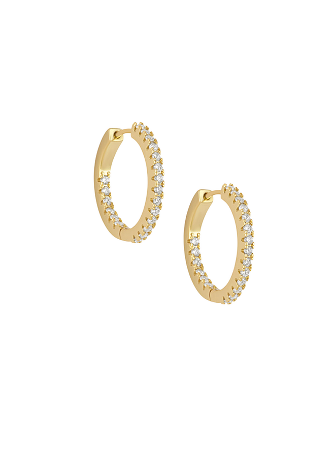 Ellen Beekmans Minimalistische oorringen met strass small (2.4cm)