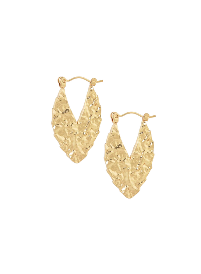 Ellen Beekmans Oorbellen gouden blad (3cm)