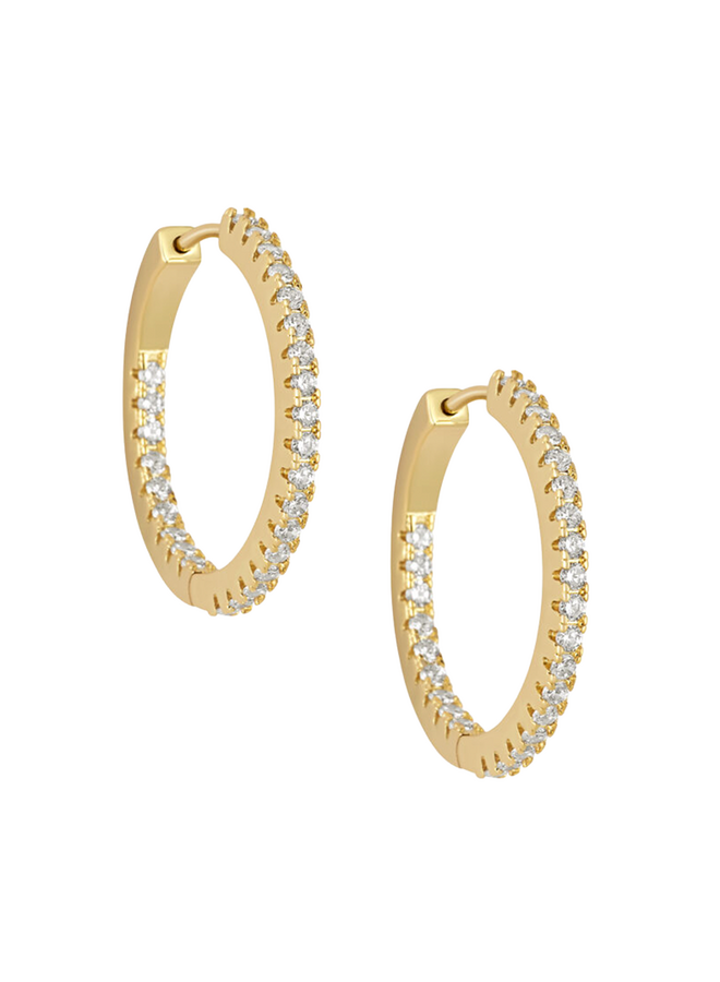 Ellen Beekmans Minimalistische oorringen met strass medium (2.8cm)
