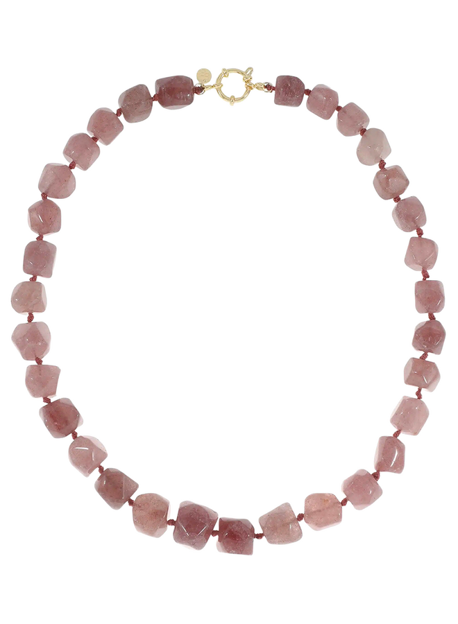 Ellen Beekmans Organische gemstone ketting XL / warm roze