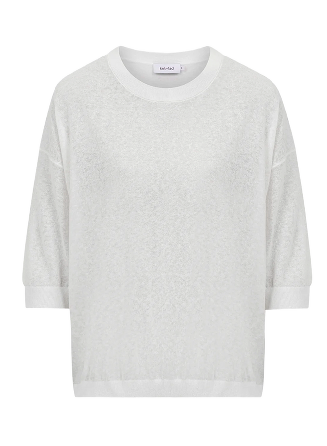 Fanes T Shirt White Melange Knit-Ted