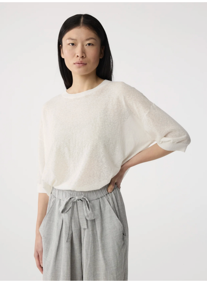 Fanes T Shirt White Melange Knit-Ted