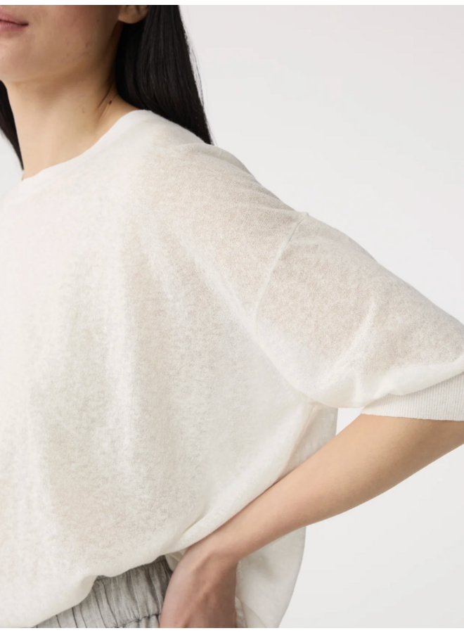 Fanes T Shirt White Melange Knit-Ted