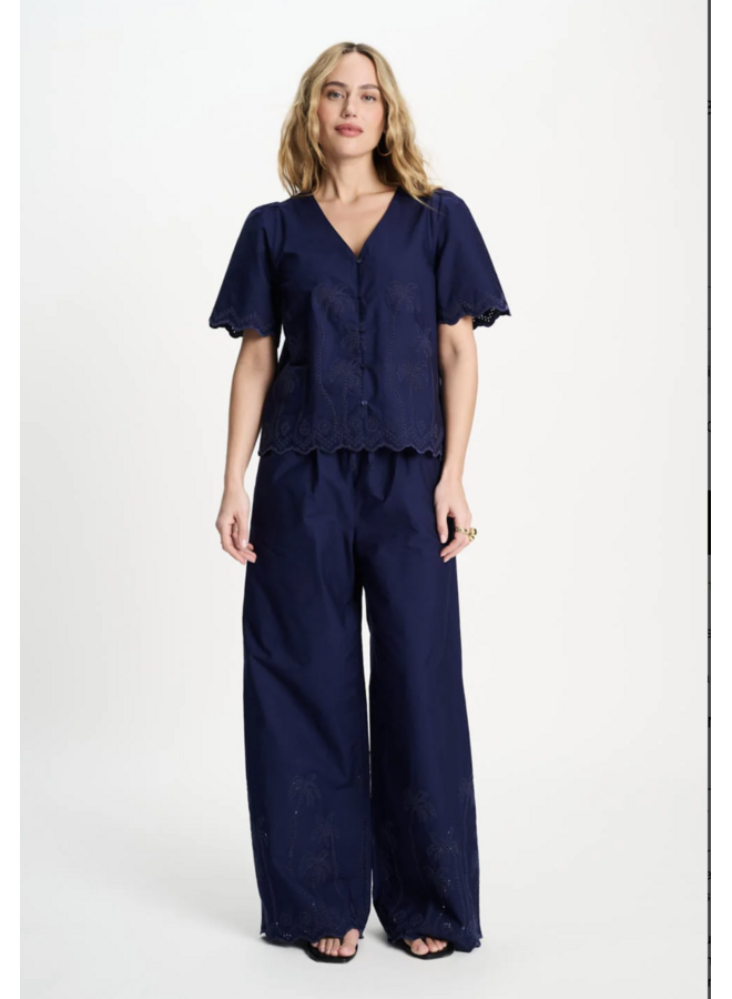 BLOUSE  Broderie Anglaise Night Blue  Pom Amsterdam