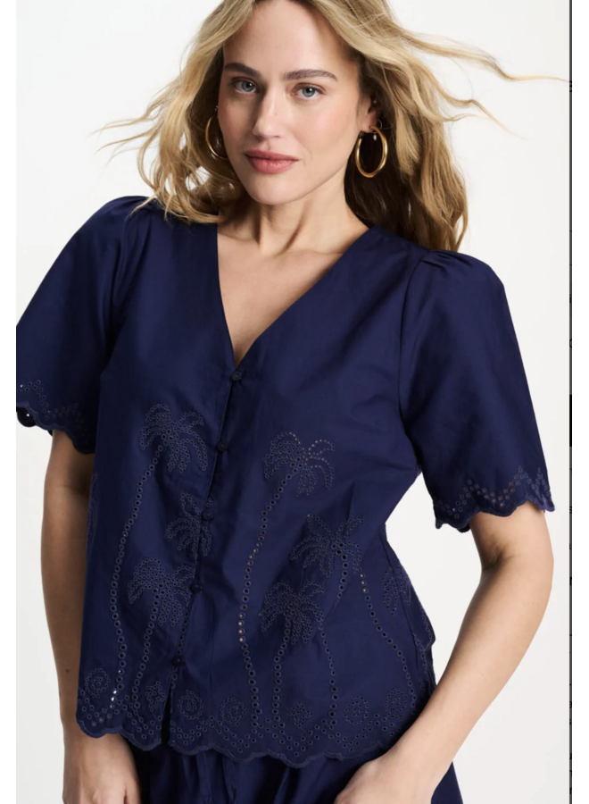 BLOUSE  Broderie Anglaise Night Blue  Pom Amsterdam