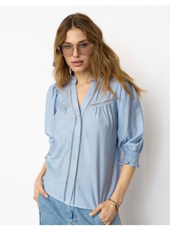 CallumCC Lace Puff V-Shirt Pale Blue Co'Couture